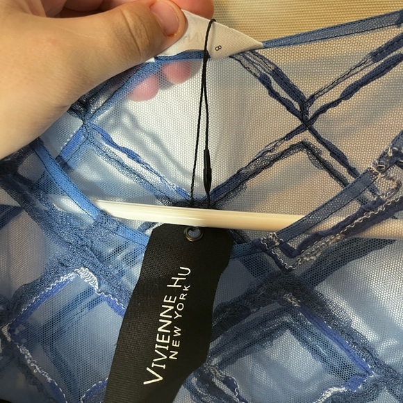 NWT Vivienne Hu Sheer Diamond Embroidered Print Blouse Size 8 - Picture 6 of 7